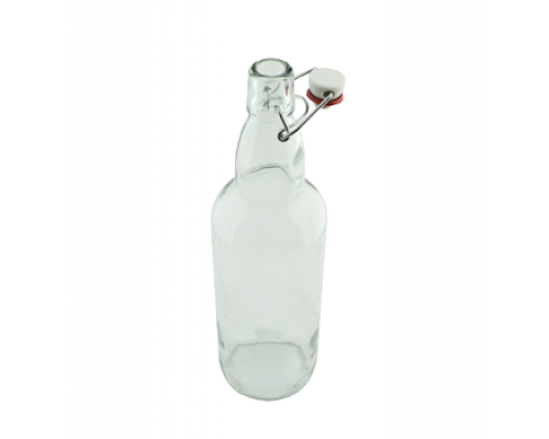 Бутылка под бугельную пробку 1 литр (бесцветное стекло, без пробки)