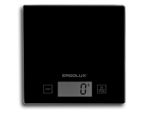 Весы кухонные до 5 кг, 150*150 мм черные ERGOLUX ELX-SK01-С02