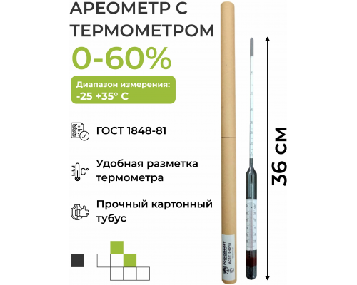 Ареометр с термометром АСП-Т (0-60%)