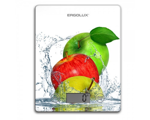 Весы кухонные белые, яблоки (до 5 кг, 195*142 мм) ELX-SK02-С01 ERGOLUX